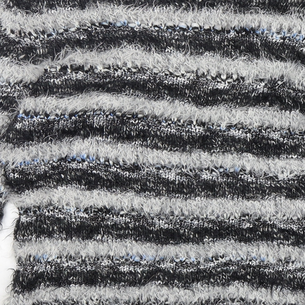 Per Una  Womens Multicoloured V-Neck Striped Acrylic Pullover Jumper Size M