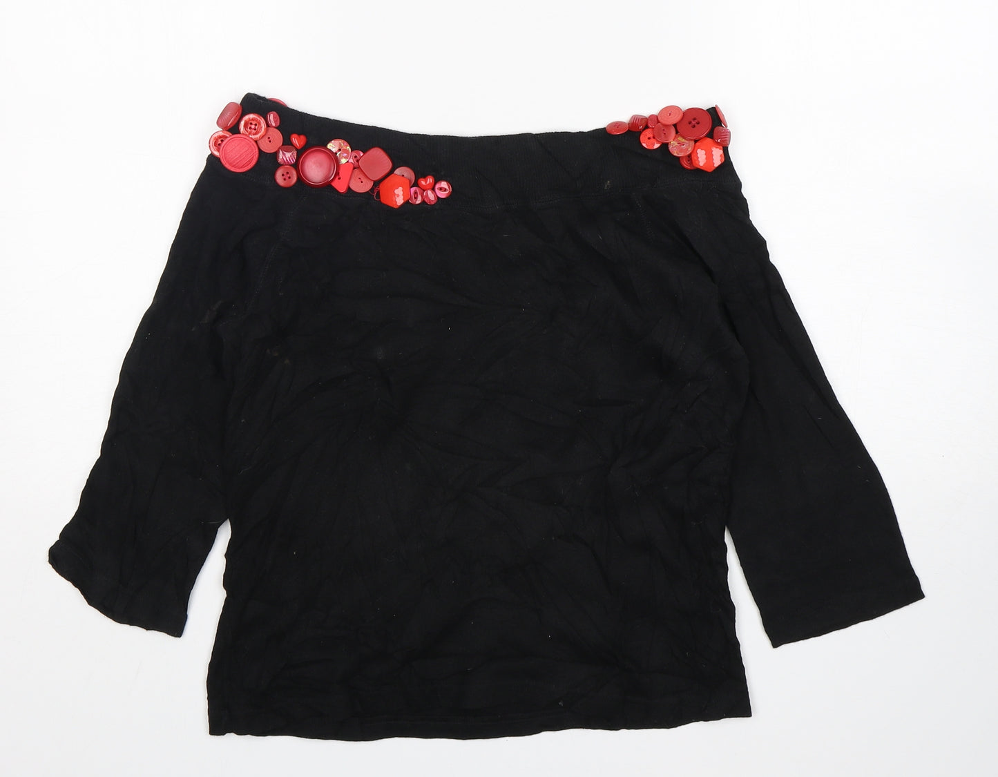 Topshop Womens Black Boat Neck  Cotton Pullover Jumper Size 14