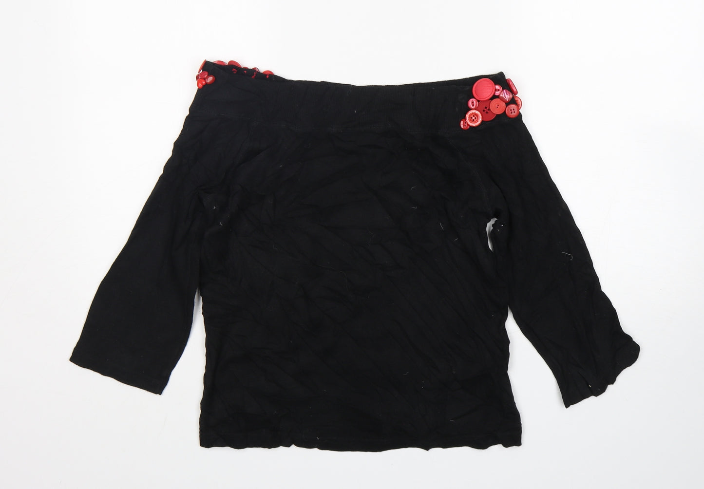 Topshop Womens Black Boat Neck  Cotton Pullover Jumper Size 14