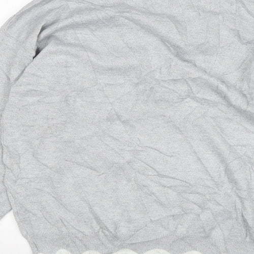 MissLook Womens Grey V-Neck  Cotton Pullover Jumper Size M