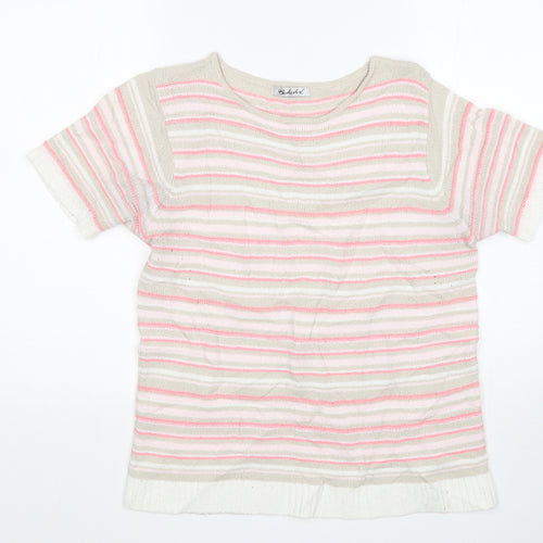 Berkertex Womens Multicoloured Round Neck Striped Acrylic Pullover Jumper Size 14