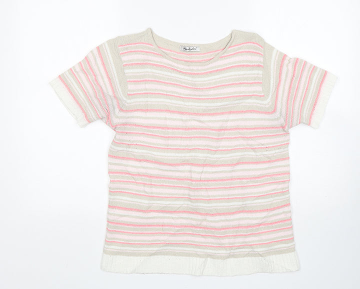 Berkertex Womens Multicoloured Round Neck Striped Acrylic Pullover Jumper Size 14
