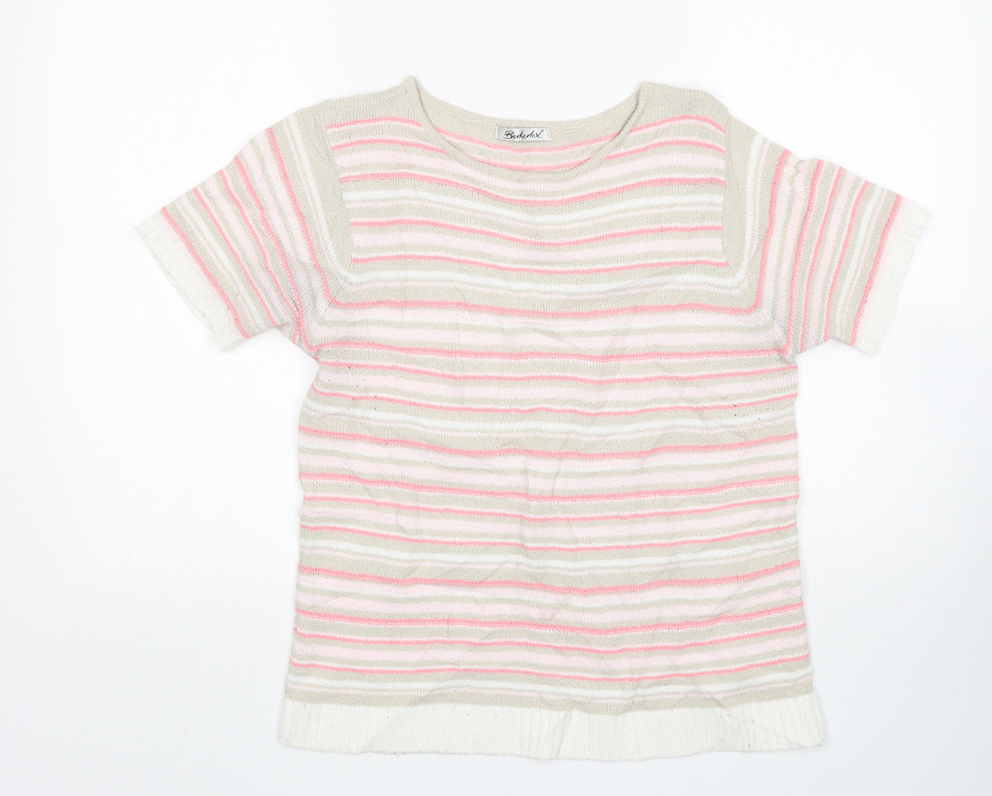 Berkertex Womens Multicoloured Round Neck Striped Acrylic Pullover Jumper Size 14