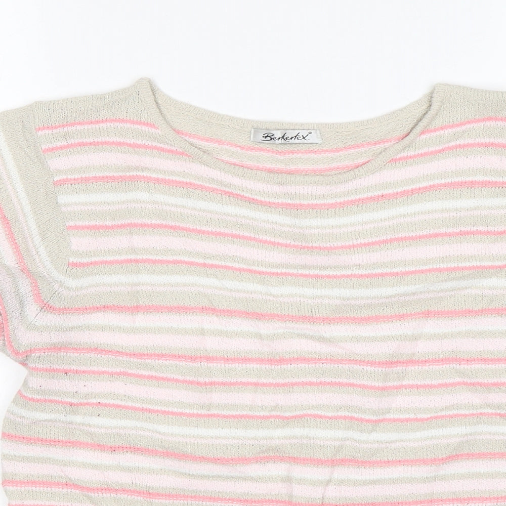 Berkertex Womens Multicoloured Round Neck Striped Acrylic Pullover Jumper Size 14