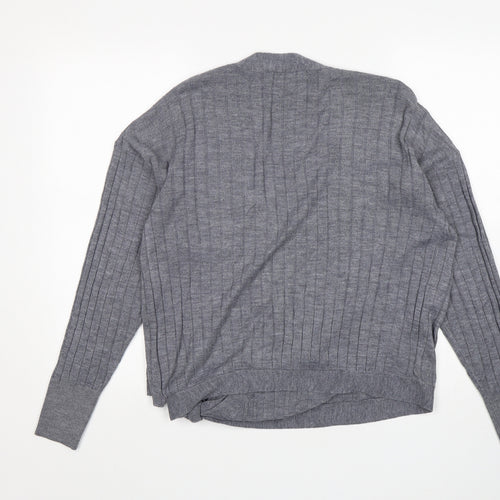 NEXT Womens Grey V-Neck  Acrylic Cardigan Jumper Size 10
