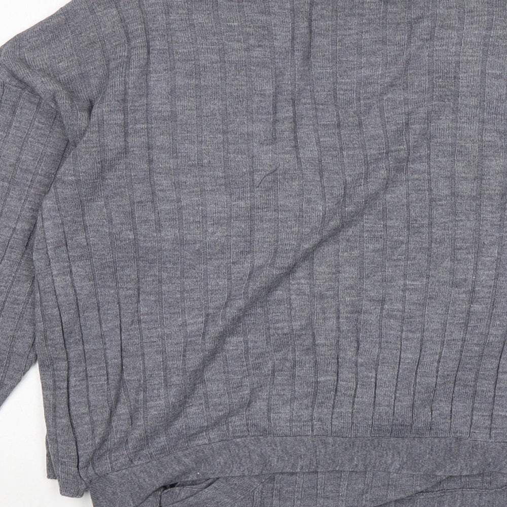 NEXT Womens Grey V-Neck  Acrylic Cardigan Jumper Size 10