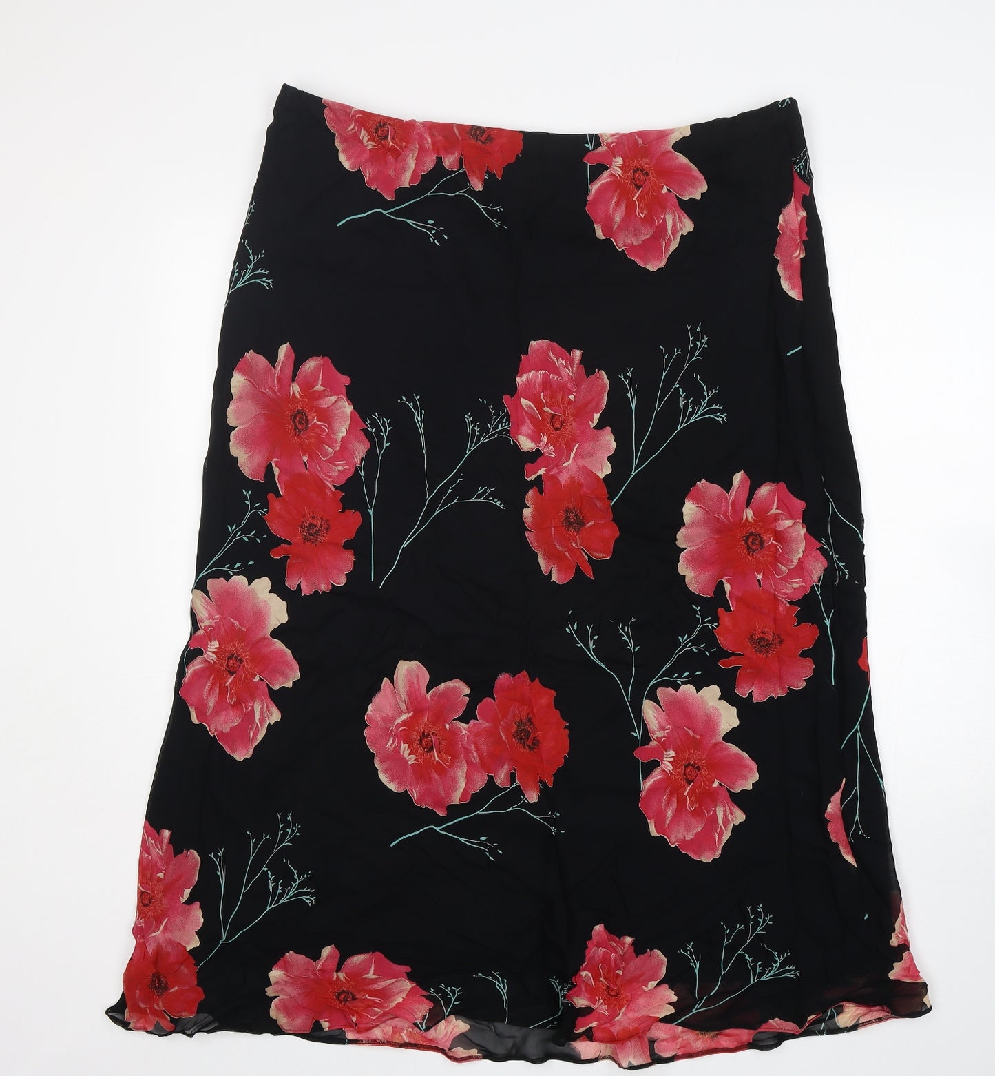 M&S Womens Multicoloured Floral Polyester A-Line Skirt Size 22