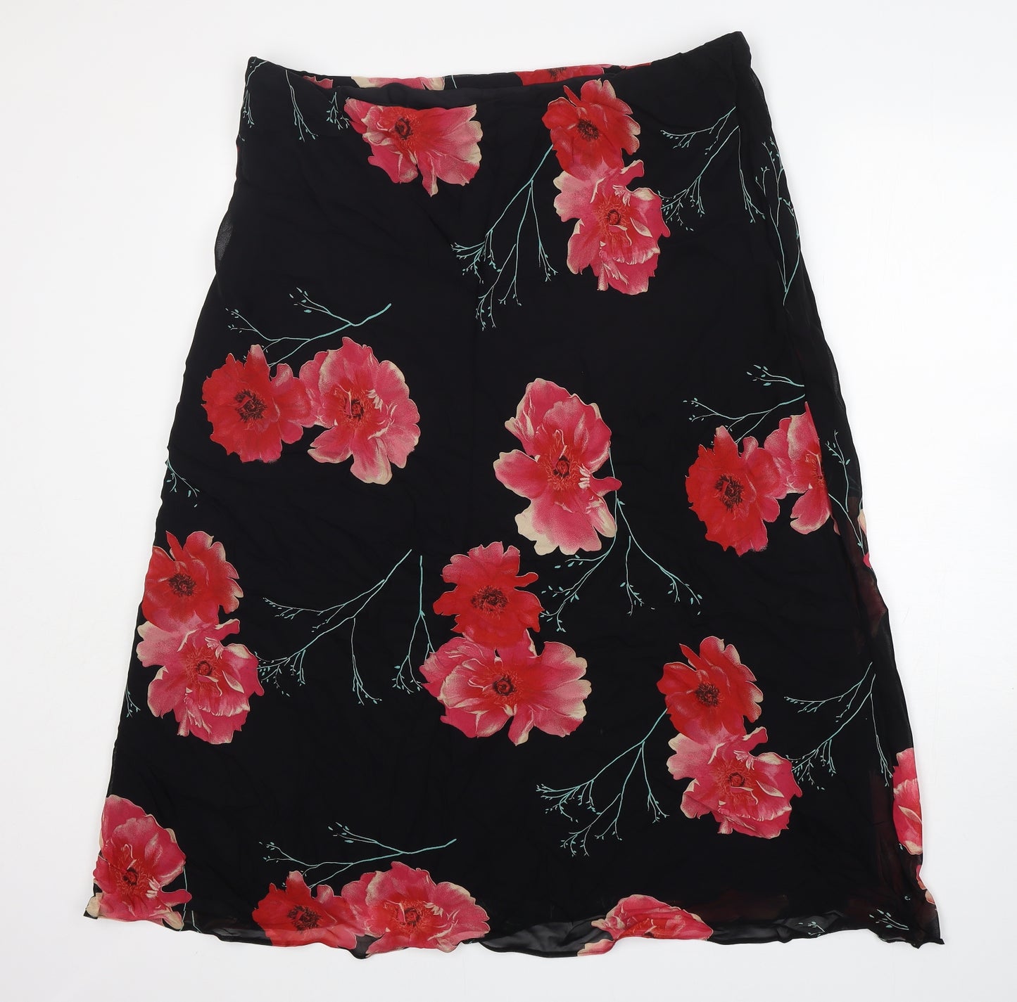 M&S Womens Multicoloured Floral Polyester A-Line Skirt Size 22