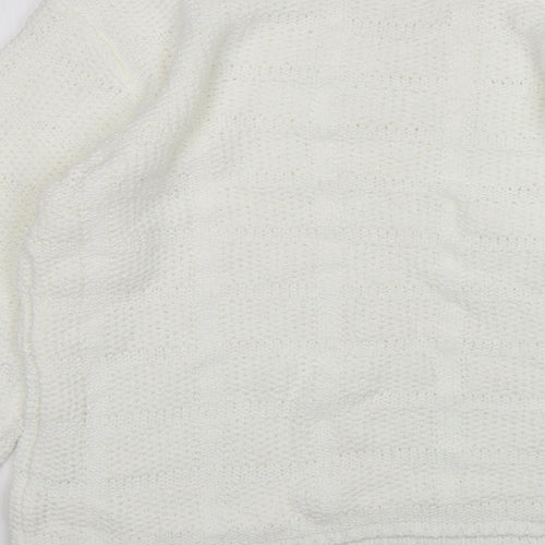 Para Womens White Round Neck  Acrylic Pullover Jumper Size L