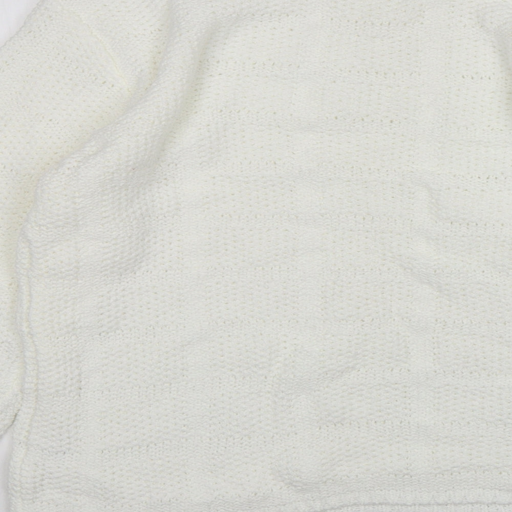 Para Womens White Round Neck  Acrylic Pullover Jumper Size L