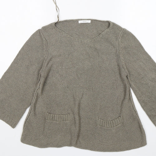 M&S Womens Brown Round Neck  Acrylic Pullover Jumper Size 14