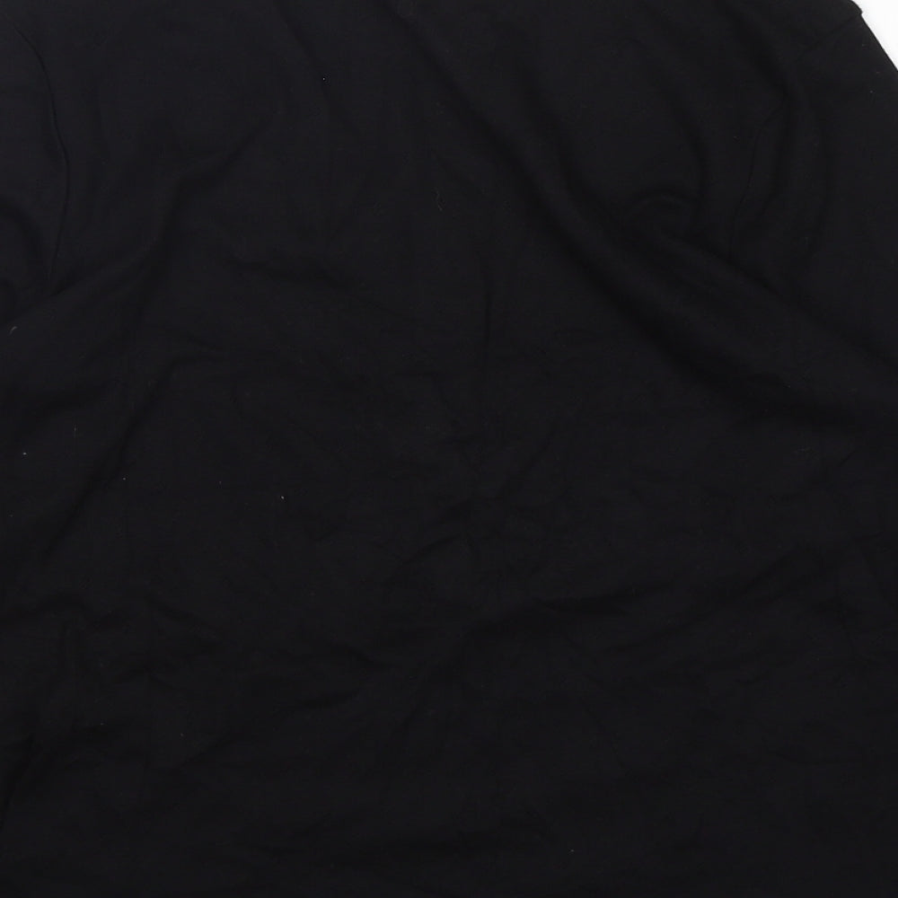 M&S Womens Black  Cotton Basic T-Shirt Size 16 V-Neck