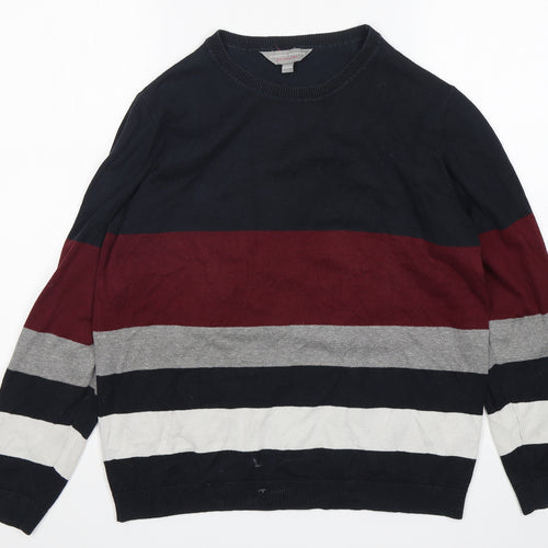 Dorothy Perkins Womens Multicoloured Round Neck Striped Cotton Pullover Jumper Size 16