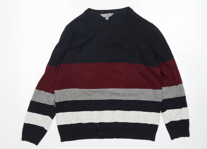 Dorothy Perkins Womens Multicoloured Round Neck Striped Cotton Pullover Jumper Size 16