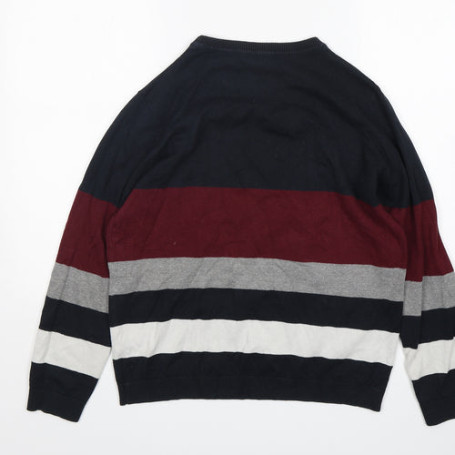 Dorothy Perkins Womens Multicoloured Round Neck Striped Cotton Pullover Jumper Size 16