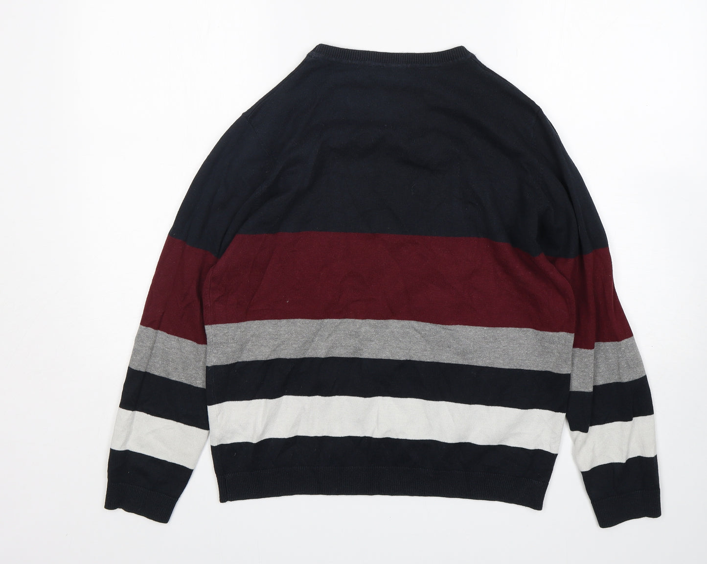Dorothy Perkins Womens Multicoloured Round Neck Striped Cotton Pullover Jumper Size 16