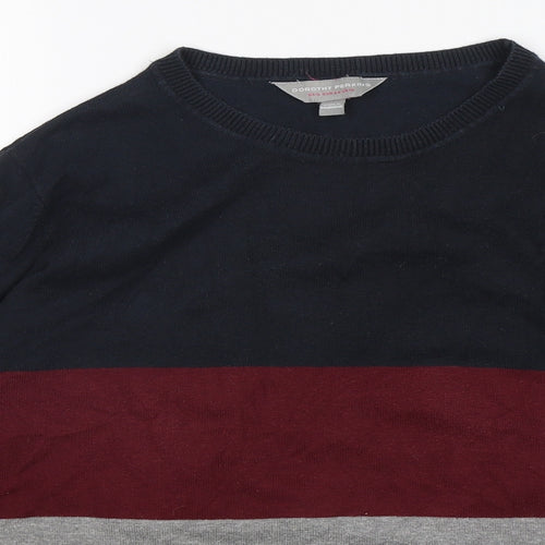 Dorothy Perkins Womens Multicoloured Round Neck Striped Cotton Pullover Jumper Size 16