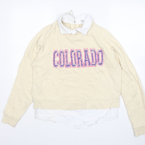 NEXT Womens Beige Collared  Cotton Pullover Jumper Size M