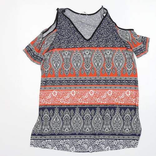George Womens Multicoloured Paisley Polyester A-Line  Size 12  V-Neck