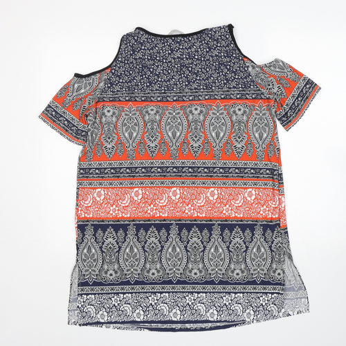 George Womens Multicoloured Paisley Polyester A-Line  Size 12  V-Neck