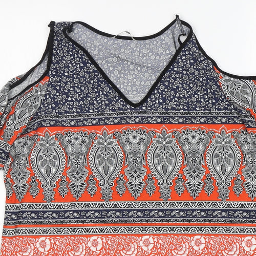 George Womens Multicoloured Paisley Polyester A-Line  Size 12  V-Neck