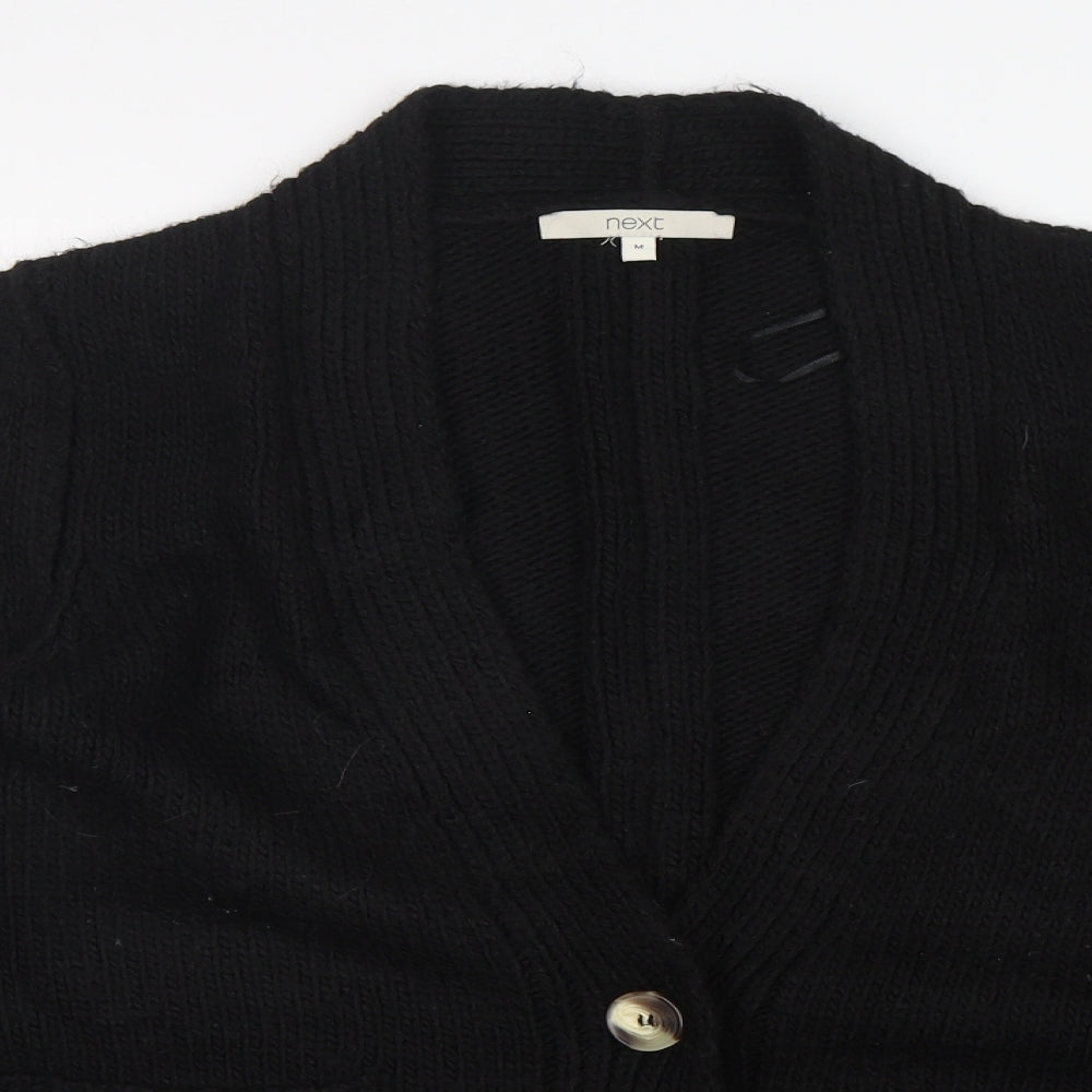 NEXT Womens Black V-Neck  Acrylic Cardigan Jumper Size M