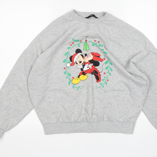 F&F Womens Grey  Cotton Pullover Sweatshirt Size 8   - Mickey and Minnie
