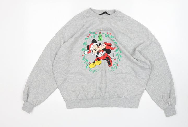 F&F Womens Grey  Cotton Pullover Sweatshirt Size 8   - Mickey and Minnie