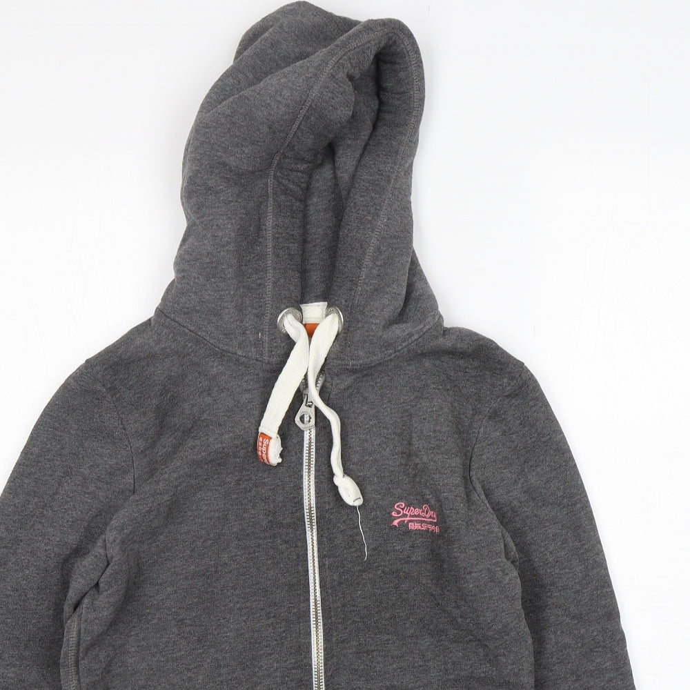 Superdry Womens Grey  Cotton Full Zip Hoodie Size M