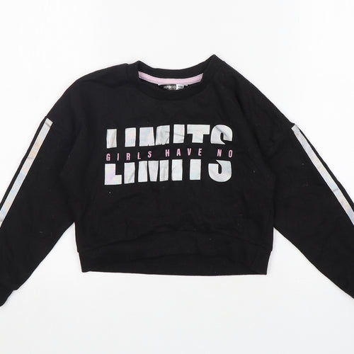 Pep&Co Girls Black  Cotton Pullover Sweatshirt Size 6-7 Years