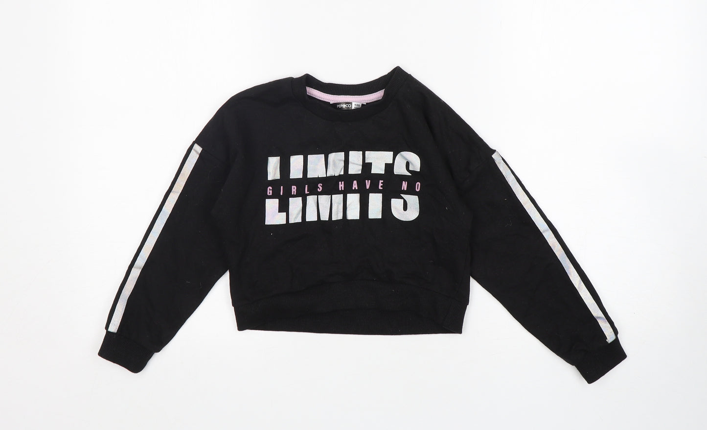 Pep&Co Girls Black  Cotton Pullover Sweatshirt Size 6-7 Years