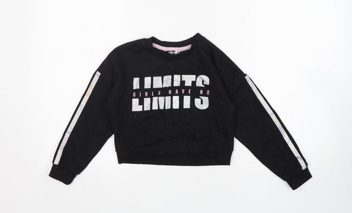 Pep&Co Girls Black  Cotton Pullover Sweatshirt Size 6-7 Years