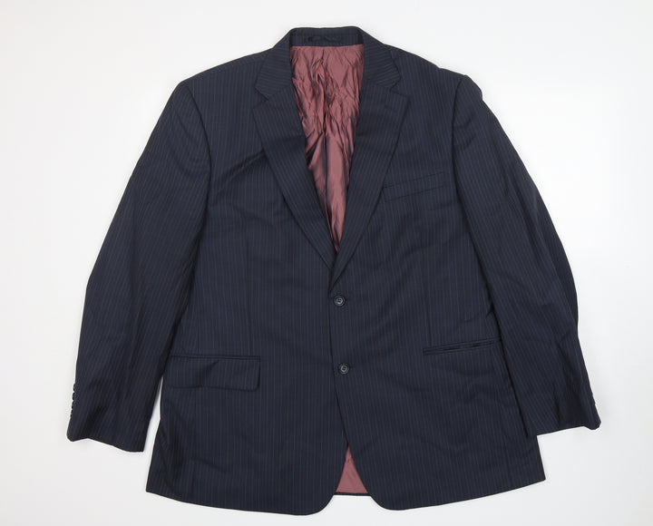 Brook Taverner Mens Blue Striped Wool Jacket Suit Jacket