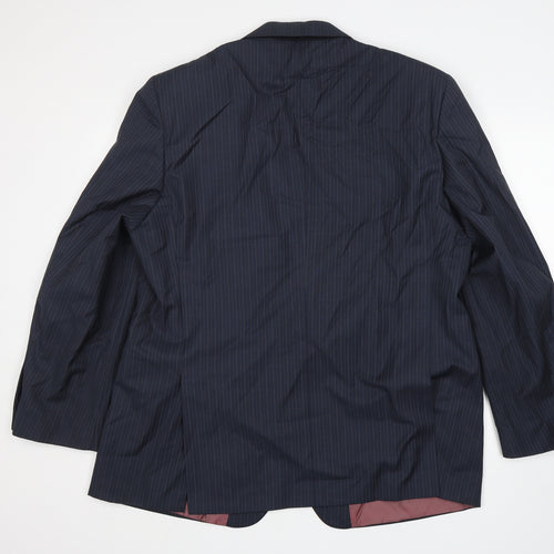 Brook Taverner Mens Blue Striped Wool Jacket Suit Jacket