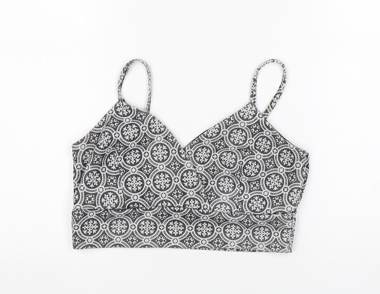 Select Womens Multicoloured Geometric Polyester Cropped Tank Size 6 V-Neck - bra top