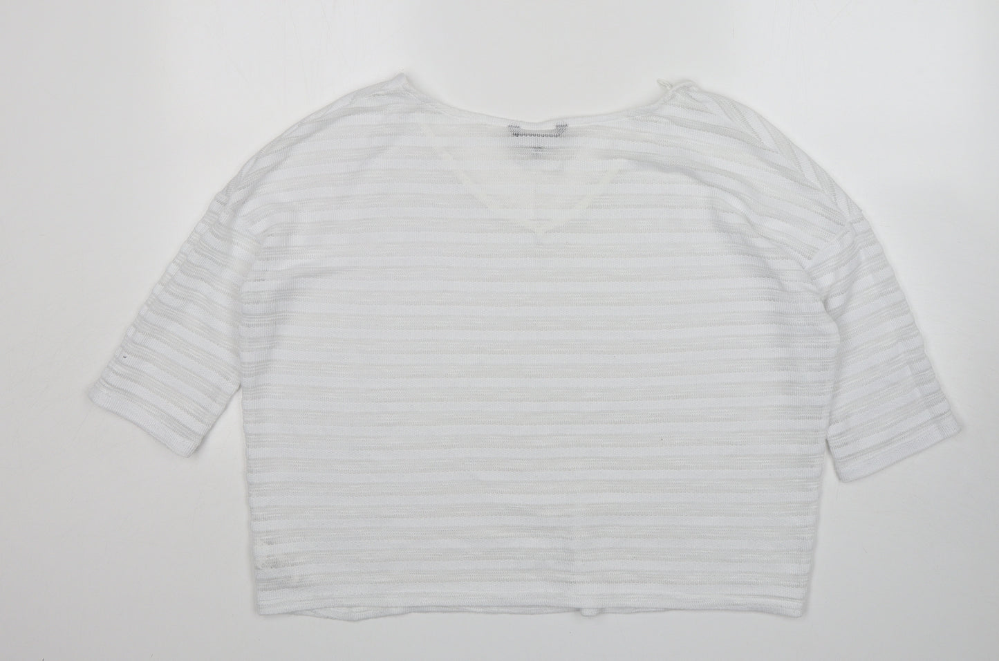 NEXT Womens White V-Neck  Polyester Pullover Jumper Size 12