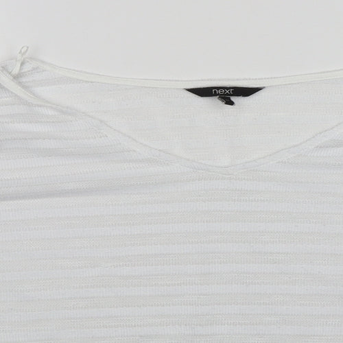NEXT Womens White V-Neck  Polyester Pullover Jumper Size 12