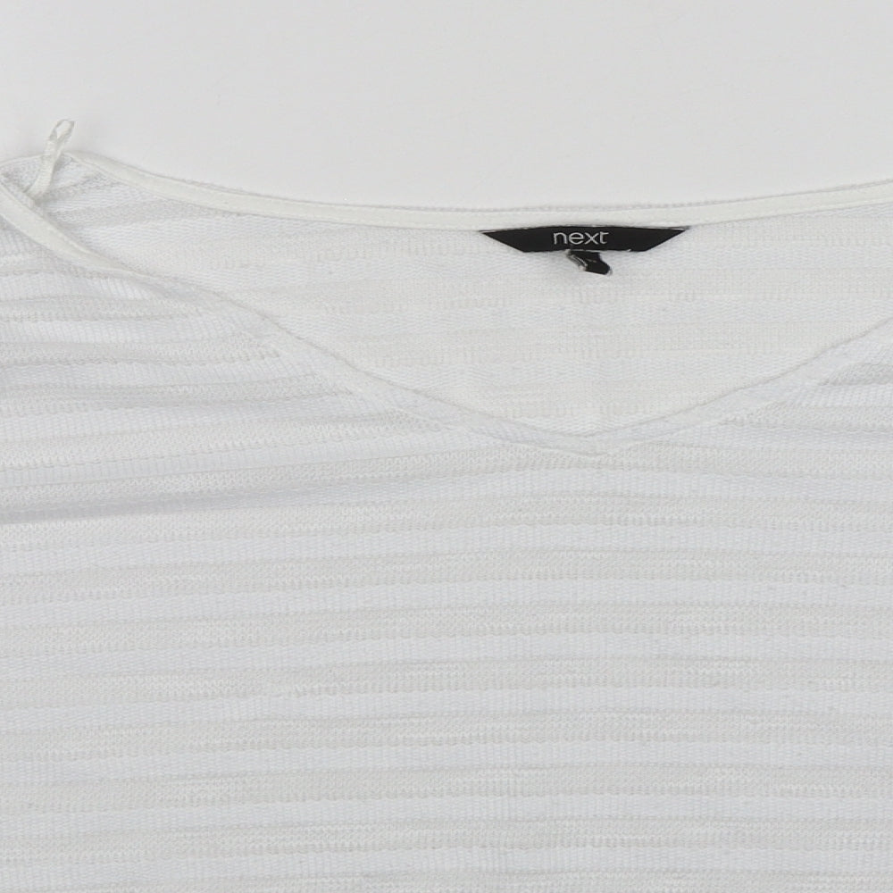 NEXT Womens White V-Neck  Polyester Pullover Jumper Size 12