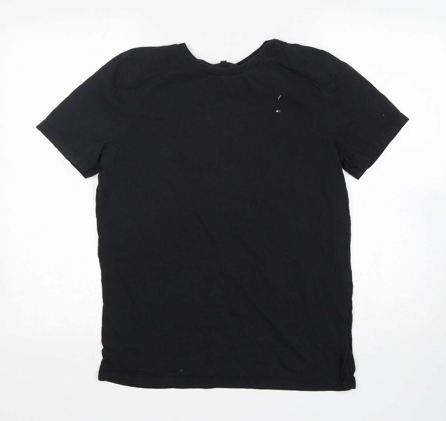 Tommy Hilfiger Boys Black  Cotton Basic T-Shirt Size 16 Years Round Neck