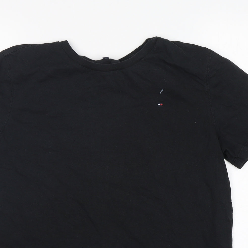 Tommy Hilfiger Boys Black  Cotton Basic T-Shirt Size 16 Years Round Neck