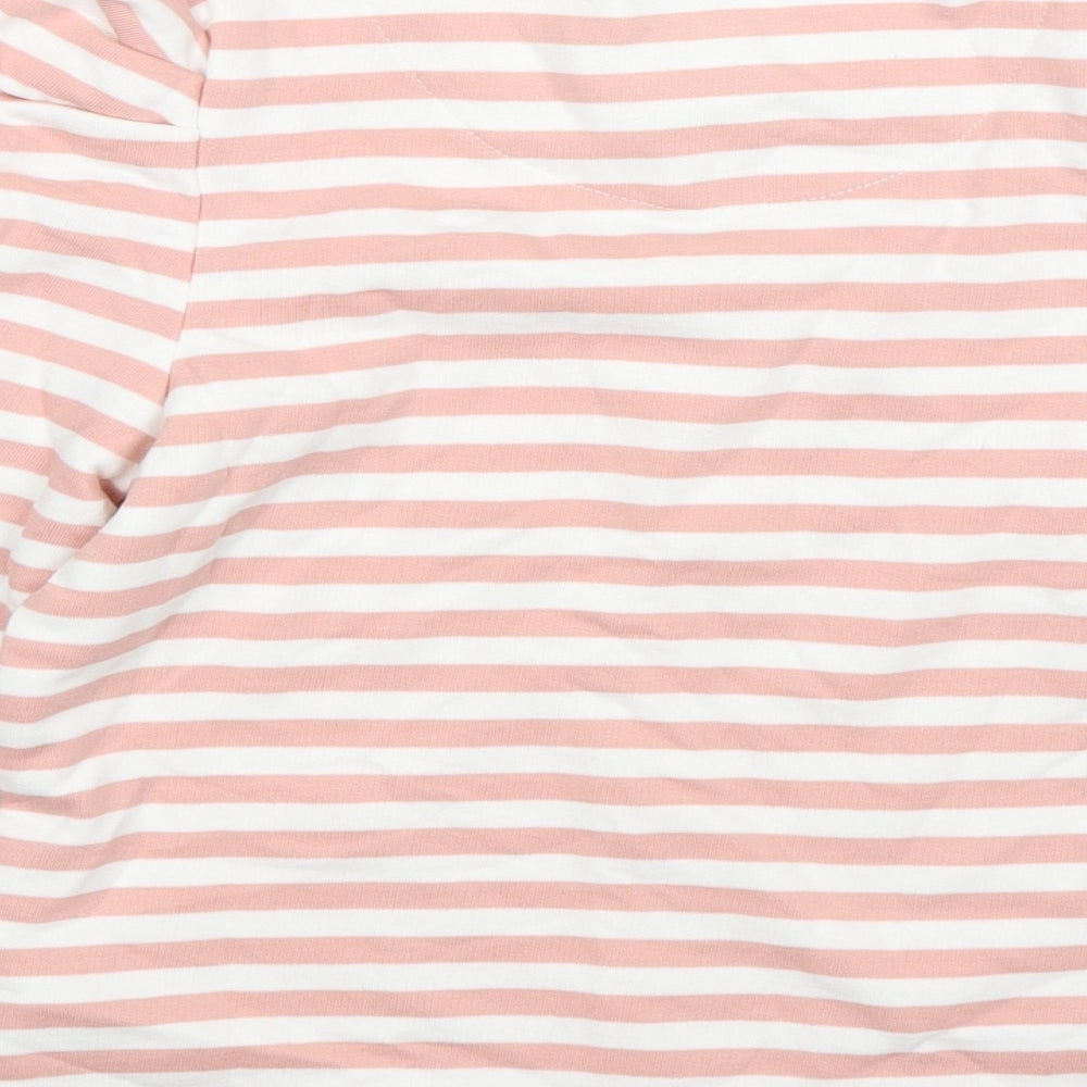 F&F Girls Pink Round Neck Striped Cotton Pullover Jumper Size 10-11 Years
