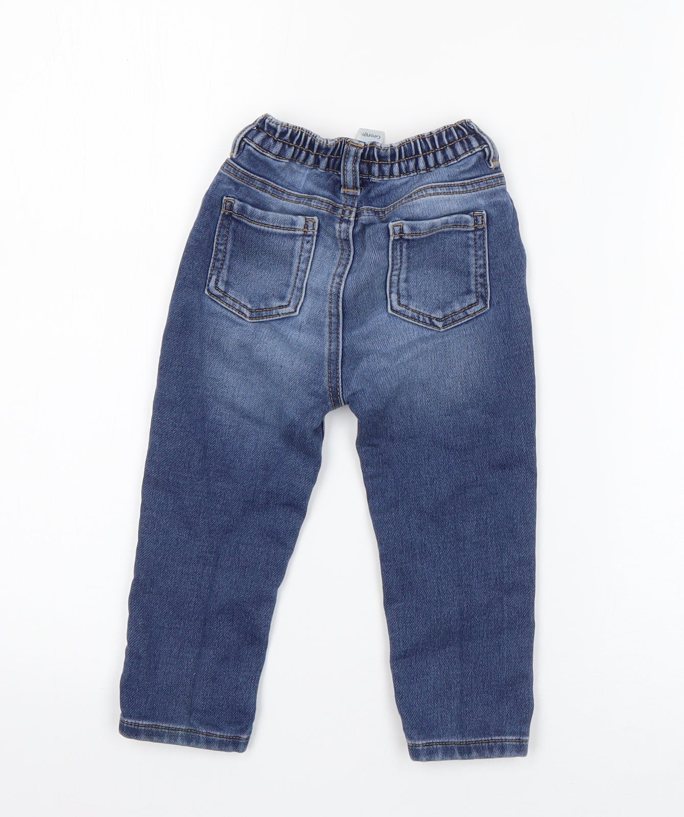 George Boys Blue  Cotton Cargo Jeans Size 12-18 Months  Zip