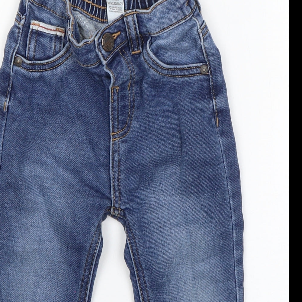 George Boys Blue  Cotton Cargo Jeans Size 12-18 Months  Zip