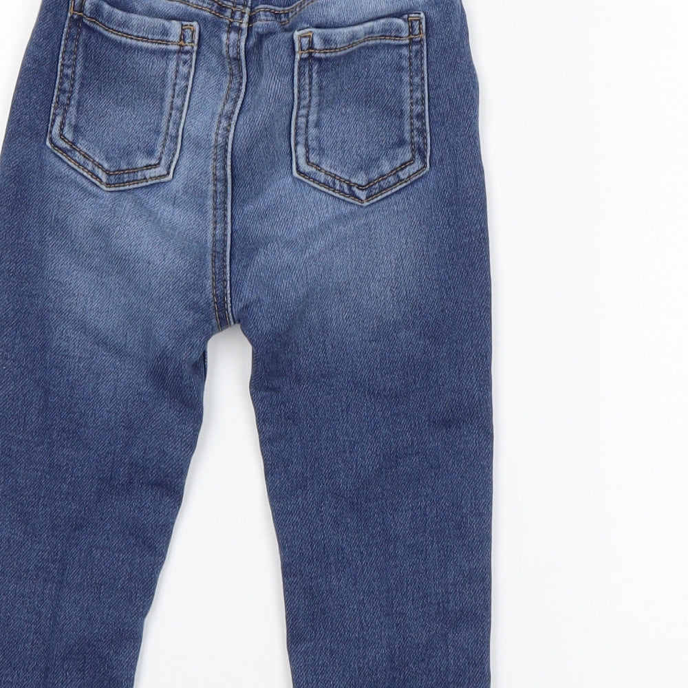 George Boys Blue  Cotton Cargo Jeans Size 12-18 Months  Zip