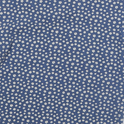 George Girls Blue Floral Cotton Basic T-Shirt Size 10-11 Years V-Neck Pullover