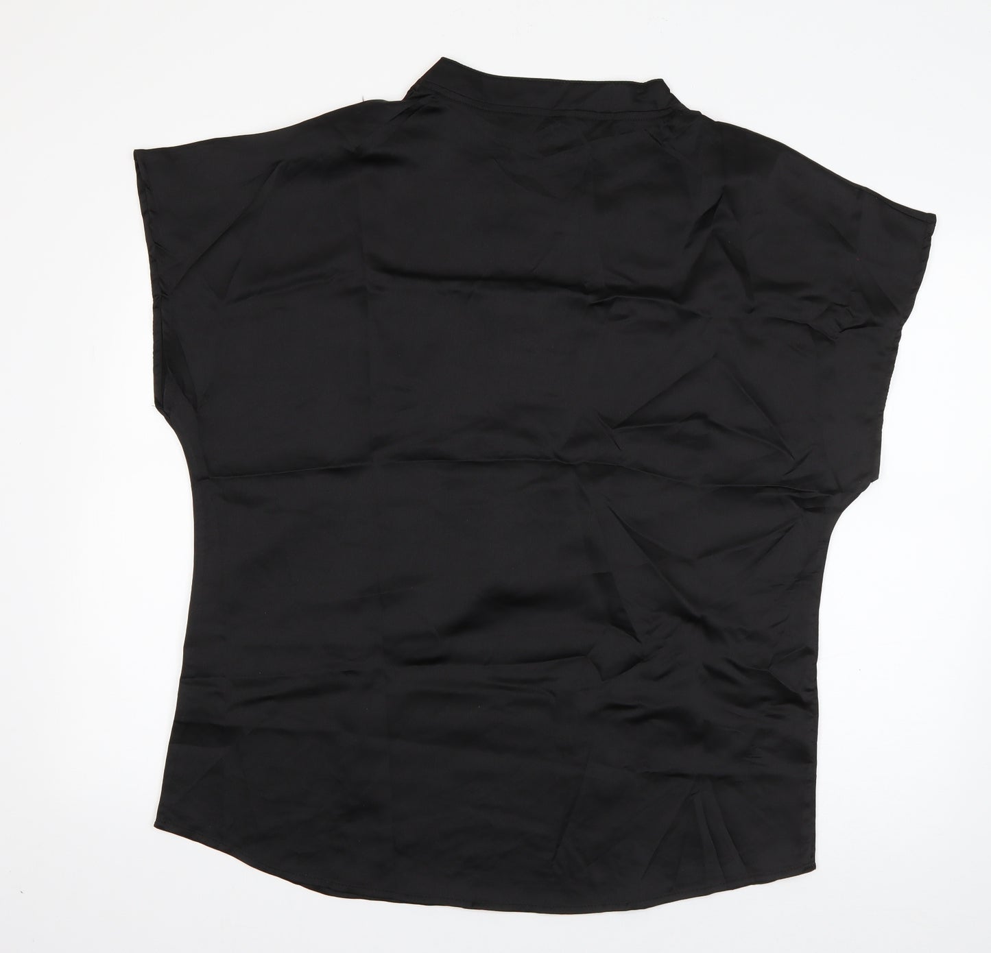 SheIn Womens Black  Polyester Basic Button-Up Size L V-Neck