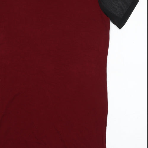 Innocense Womens Red  Viscose Basic T-Shirt Size 12 Round Neck