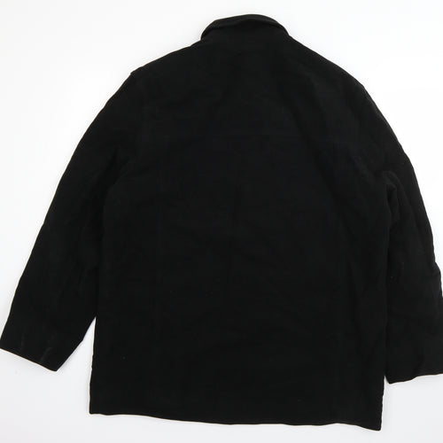 George Mens Black   Pea Coat Coat Size L  Button