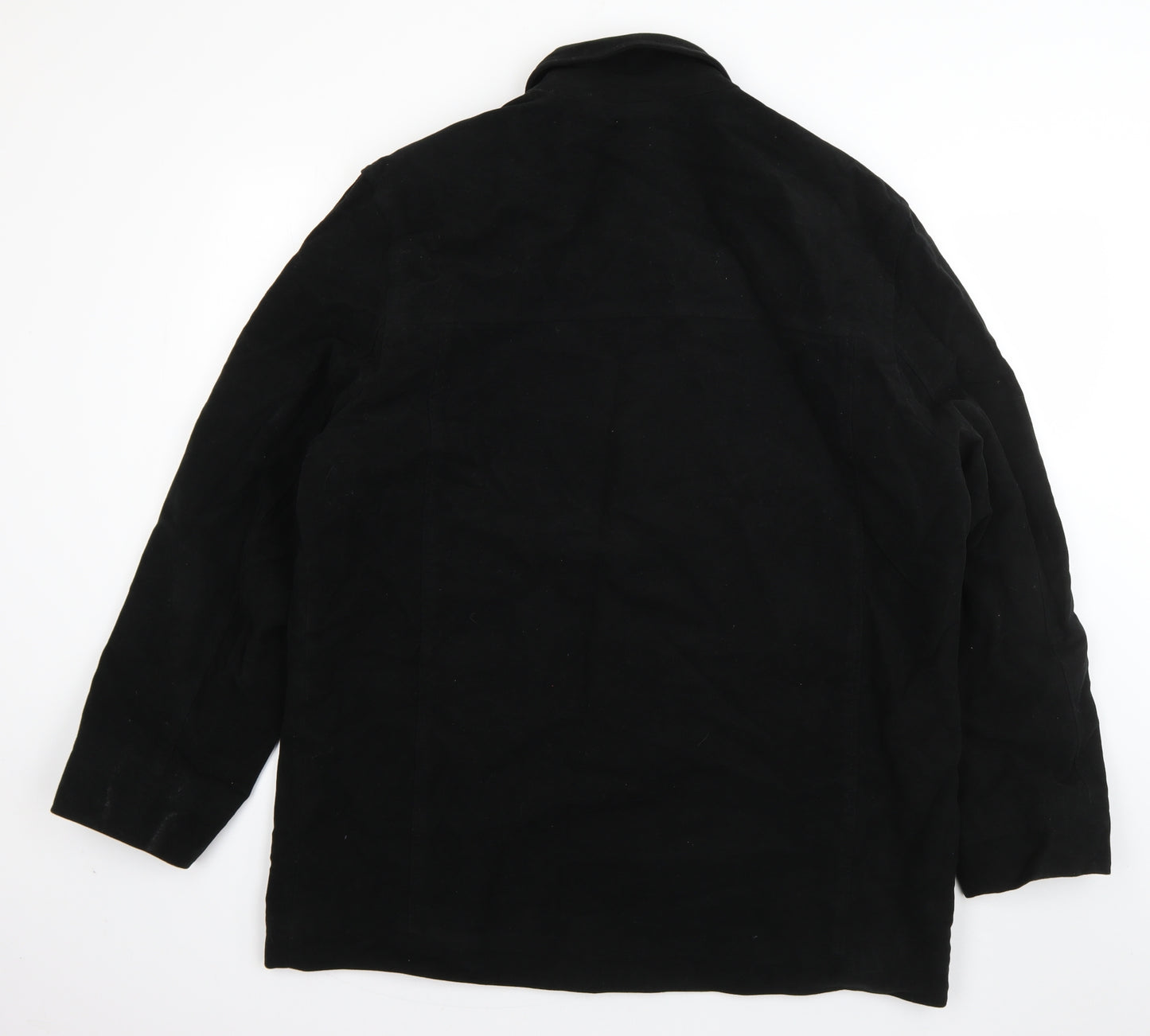 George Mens Black   Pea Coat Coat Size L  Button