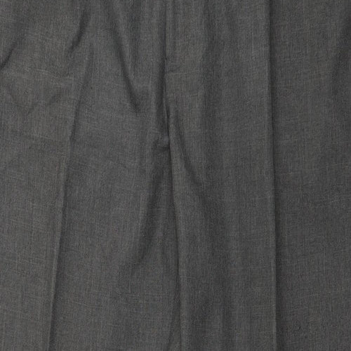 Marks and Spencer Mens Grey  Polyester Trousers  Size 42 in L33 in Regular Zip